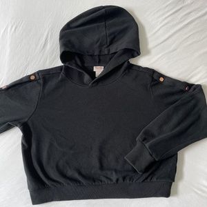 Cropped Black Pullover Hoodie